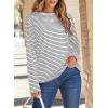 image:imageDokotoo Womens 2026 Spring Summer Casual Long Sleeve Tops Lightweight Crew Neck Knit Basic Striped T ShirtsBlack Stripe