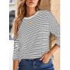 image:imageDokotoo Womens 2026 Spring Summer Casual Long Sleeve Tops Lightweight Crew Neck Knit Basic Striped T ShirtsBlack Stripe