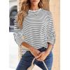 image:imageDokotoo Womens 2026 Spring Summer Casual Long Sleeve Tops Lightweight Crew Neck Knit Basic Striped T ShirtsBlack Stripe
