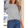 image:imageDokotoo Womens 2026 Spring Summer Casual Long Sleeve Tops Lightweight Crew Neck Knit Basic Striped T ShirtsBlack Stripe