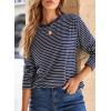 image:imageDokotoo Womens 2026 Spring Summer Casual Long Sleeve Tops Lightweight Crew Neck Knit Basic Striped T ShirtsBlue Stripe