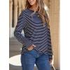 image:imageDokotoo Womens 2026 Spring Summer Casual Long Sleeve Tops Lightweight Crew Neck Knit Basic Striped T ShirtsBlue Stripe