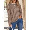 image:imageDokotoo Womens 2026 Spring Summer Casual Long Sleeve Tops Lightweight Crew Neck Knit Basic Striped T ShirtsBrown Stripe