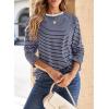 image:imageDokotoo Womens 2026 Spring Summer Casual Long Sleeve Tops Lightweight Crew Neck Knit Basic Striped T ShirtsGray Stripe