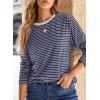 image:imageDokotoo Womens 2026 Spring Summer Casual Long Sleeve Tops Lightweight Crew Neck Knit Basic Striped T ShirtsGray Stripe