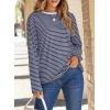 image:imageDokotoo Womens 2026 Spring Summer Casual Long Sleeve Tops Lightweight Crew Neck Knit Basic Striped T ShirtsGray Stripe