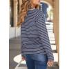 image:imageDokotoo Womens 2026 Spring Summer Casual Long Sleeve Tops Lightweight Crew Neck Knit Basic Striped T ShirtsGray Stripe
