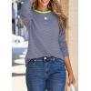 image:imageDokotoo Womens 2026 Spring Summer Casual Long Sleeve Tops Lightweight Crew Neck Knit Basic Striped T ShirtsGreen Red Stripe