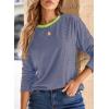 image:imageDokotoo Womens 2026 Spring Summer Casual Long Sleeve Tops Lightweight Crew Neck Knit Basic Striped T ShirtsGreen Red Stripe