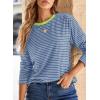 image:imageDokotoo Womens 2026 Spring Summer Casual Long Sleeve Tops Lightweight Crew Neck Knit Basic Striped T ShirtsNavy Stripe