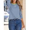 image:imageDokotoo Womens 2026 Spring Summer Casual Long Sleeve Tops Lightweight Crew Neck Knit Basic Striped T ShirtsNavy Stripe
