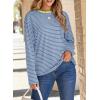 image:imageDokotoo Womens 2026 Spring Summer Casual Long Sleeve Tops Lightweight Crew Neck Knit Basic Striped T ShirtsNavy Stripe