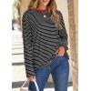 image:imageDokotoo Womens 2026 Spring Summer Casual Long Sleeve Tops Lightweight Crew Neck Knit Basic Striped T ShirtsRed White Stripe