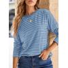 image:imageDokotoo Womens 2026 Spring Summer Casual Long Sleeve Tops Lightweight Crew Neck Knit Basic Striped T ShirtsSky Blue Stripe