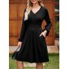 image:imageDokotoo Womens 2026 Spring Summer Wrap VNeck Long Sleeve Empire Waist Dress Elegant Mini Dresses with PocketsBlack
