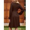 image:imageDokotoo Womens 2026 Spring Summer Wrap VNeck Long Sleeve Empire Waist Dress Elegant Mini Dresses with PocketsBrown