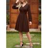 image:imageDokotoo Womens 2026 Spring Summer Wrap VNeck Long Sleeve Empire Waist Dress Elegant Mini Dresses with PocketsBrown