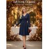 image:imageDokotoo Womens 2026 Spring Summer Wrap VNeck Long Sleeve Empire Waist Dress Elegant Mini Dresses with PocketsNavy Blue