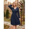 image:imageDokotoo Womens 2026 Spring Summer Wrap VNeck Long Sleeve Empire Waist Dress Elegant Mini Dresses with PocketsNavy Blue
