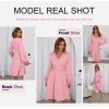 image:imageDokotoo Womens 2026 Spring Summer Wrap VNeck Long Sleeve Empire Waist Dress Elegant Mini Dresses with PocketsPink