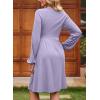 image:imageDokotoo Womens 2026 Spring Summer Wrap VNeck Long Sleeve Empire Waist Dress Elegant Mini Dresses with PocketsPurple