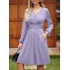image:imageDokotoo Womens 2026 Spring Summer Wrap VNeck Long Sleeve Empire Waist Dress Elegant Mini Dresses with PocketsPurple
