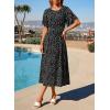 image:imageDokotoo Womens 2026 Summer Spring Boho Midi Maxi Dresses Casual Short Sleeve A Line Flowy Beach Vacation DressBlack