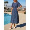 image:imageDokotoo Womens 2026 Summer Spring Boho Midi Maxi Dresses Casual Short Sleeve A Line Flowy Beach Vacation DressBlue