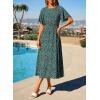image:imageDokotoo Womens 2026 Summer Spring Boho Midi Maxi Dresses Casual Short Sleeve A Line Flowy Beach Vacation DressGreen