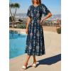 image:imageDokotoo Womens 2026 Summer Spring Boho Midi Maxi Dresses Casual Short Sleeve A Line Flowy Beach Vacation DressNavy Blue