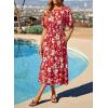 image:imageDokotoo Womens 2026 Summer Spring Boho Midi Maxi Dresses Casual Short Sleeve A Line Flowy Beach Vacation DressRed