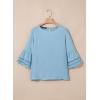 image:imageDokotoo Womens 34 Bell Sleeve Hollow Out Ruffle Shirts Crewneck Trendy Casual Loose Fit Blouse TopsBeau Blue