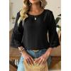 image:imageDokotoo Womens 34 Bell Sleeve Hollow Out Ruffle Shirts Crewneck Trendy Casual Loose Fit Blouse TopsBlack