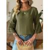 image:imageDokotoo Womens 34 Bell Sleeve Hollow Out Ruffle Shirts Crewneck Trendy Casual Loose Fit Blouse TopsJungle Green