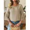 image:imageDokotoo Womens 34 Bell Sleeve Hollow Out Ruffle Shirts Crewneck Trendy Casual Loose Fit Blouse TopsParchment
