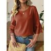 image:imageDokotoo Womens 34 Bell Sleeve Hollow Out Ruffle Shirts Crewneck Trendy Casual Loose Fit Blouse TopsTawny