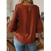 image:imageDokotoo Womens 34 Bell Sleeve Hollow Out Ruffle Shirts Crewneck Trendy Casual Loose Fit Blouse TopsTawny
