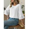 image:imageDokotoo Womens 34 Bell Sleeve Hollow Out Ruffle Shirts Crewneck Trendy Casual Loose Fit Blouse TopsWhite