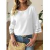image:imageDokotoo Womens 34 Bell Sleeve Hollow Out Ruffle Shirts Crewneck Trendy Casual Loose Fit Blouse TopsWhite