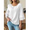 image:imageDokotoo Womens 34 Bell Sleeve Hollow Out Ruffle Shirts Crewneck Trendy Casual Loose Fit Blouse TopsWhite