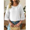 image:imageDokotoo Womens 34 Bell Sleeve Hollow Out Ruffle Shirts Crewneck Trendy Casual Loose Fit Blouse TopsWhite