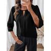image:imageDokotoo Womens 34 Sleeve Tops Dressy Blouses Crewneck Business Casual Office Shirts ClothesBlack