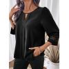 image:imageDokotoo Womens 34 Sleeve Tops Dressy Blouses Crewneck Business Casual Office Shirts ClothesBlack