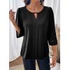 image:imageDokotoo Womens 34 Sleeve Tops Dressy Blouses Crewneck Business Casual Office Shirts ClothesBlack