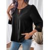 image:imageDokotoo Womens 34 Sleeve Tops Dressy Blouses Crewneck Business Casual Office Shirts ClothesBlack