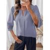 image:imageDokotoo Womens 34 Sleeve Tops Dressy Blouses Crewneck Business Casual Office Shirts ClothesBlue
