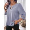 image:imageDokotoo Womens 34 Sleeve Tops Dressy Blouses Crewneck Business Casual Office Shirts ClothesBlue
