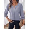 image:imageDokotoo Womens 34 Sleeve Tops Dressy Blouses Crewneck Business Casual Office Shirts ClothesBlue