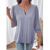 image:imageDokotoo Womens 34 Sleeve Tops Dressy Blouses Crewneck Business Casual Office Shirts ClothesBlue