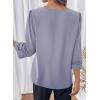 image:imageDokotoo Womens 34 Sleeve Tops Dressy Blouses Crewneck Business Casual Office Shirts ClothesBlue